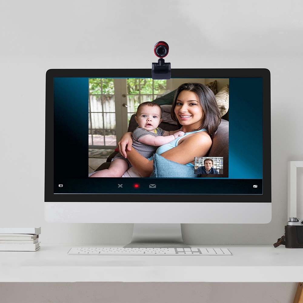 Webcam độ rõ nét cao kèm kẹp xoay gắn máy tính cổng cắm USB đa năng