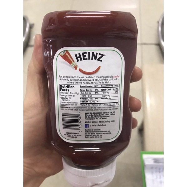 Tương cà chua Heinz Tomato Ketchup chai úp ngược 397g ( date 30.6.2022)