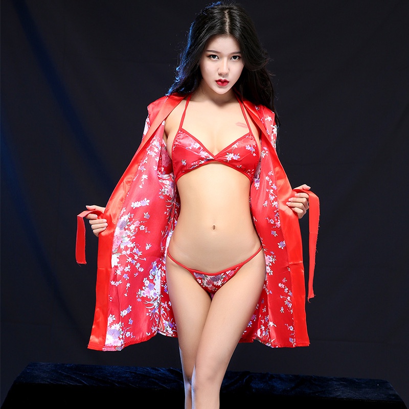 Áo Choàng Ngủ Kimono Hoa Cam Phong Cách Nhật MS1315