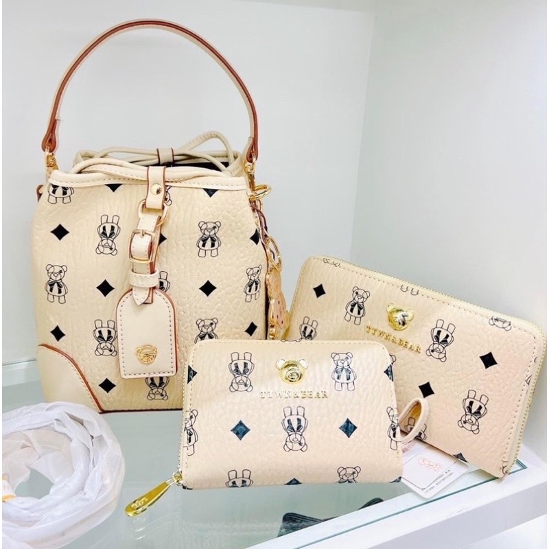 Túi rút trắng kem ttwn bear chính hãng