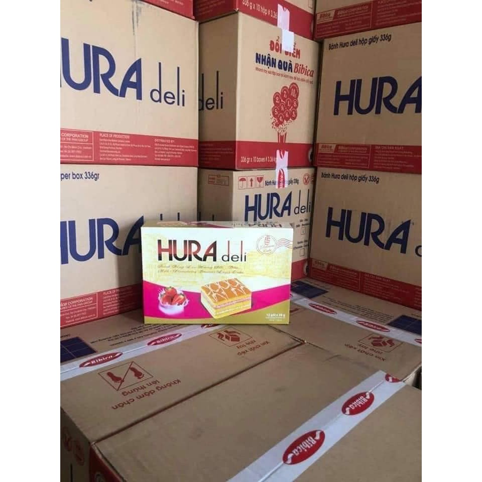 Bánh Hura Deli-Bánh Bông Lan Hương Sữa Dâu hộp 360g