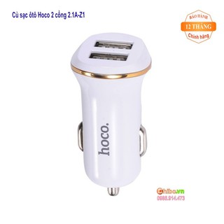 Cốc Sạc xe hơi HOCO Z1 2 cổng USB (nhiều màu)