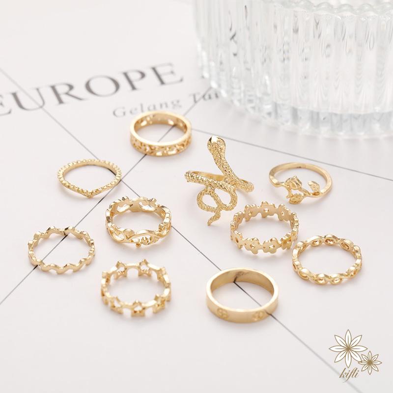 Bộ 10 Nhẫn Hình Rắn Thiết Kế Đơn Giản Sáng Tạo Cho Nữ