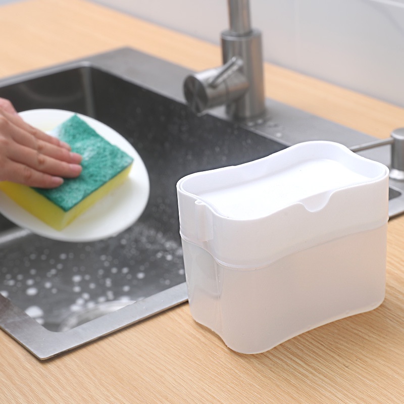 Hộp Đựng Nước Rửa Bát Chén Ấn Lấy Xà Phòng Thông Minh Kèm Miếng Rửa Bát