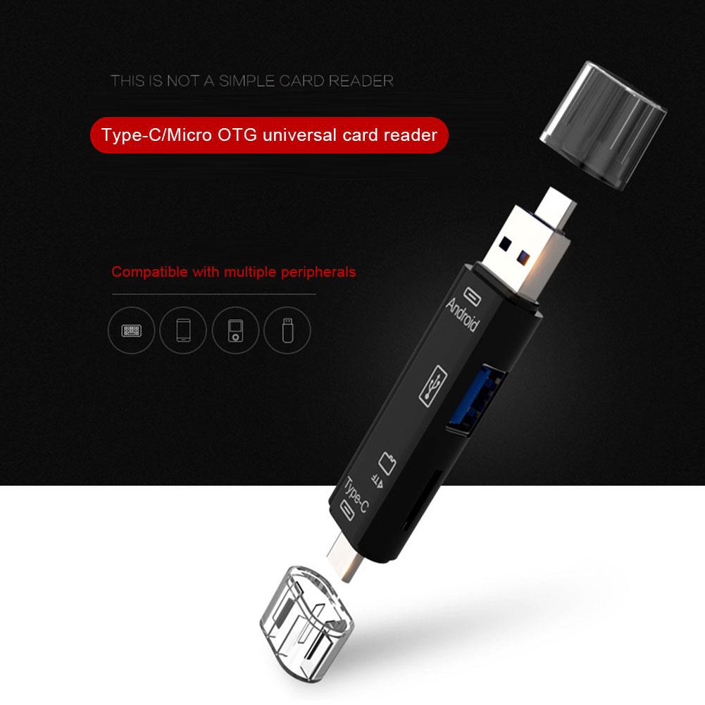 Đầu đọc thẻ nhớ USB 5 trong 1 USB 3.0 Loại C / USB / Micro USB SD Bộ chuyển đổi OTG