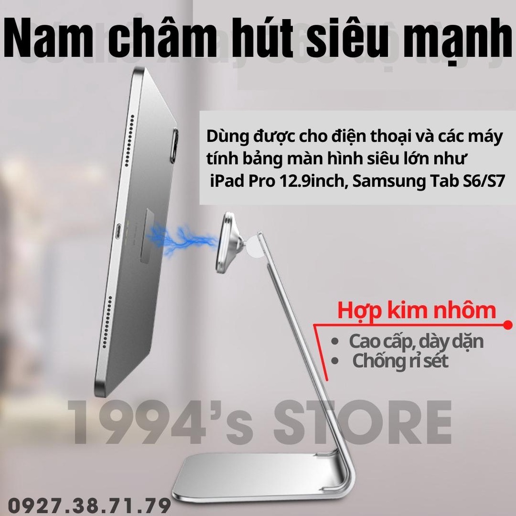 [SẴN] Đế giữ điện thoại, máy tính bảng - Hàng cao cấp sử dụng nam châm siêu mạnh - Dùng cho máy tính bảng màn hình lớn