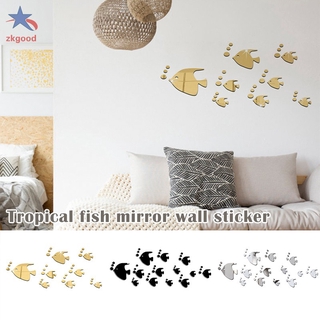 13 Sticker Acrylic Dán Tường Họa Tiết Hình Con Cá Nhiệt Đới 3d Dùng Trong Trang Trí Nhà