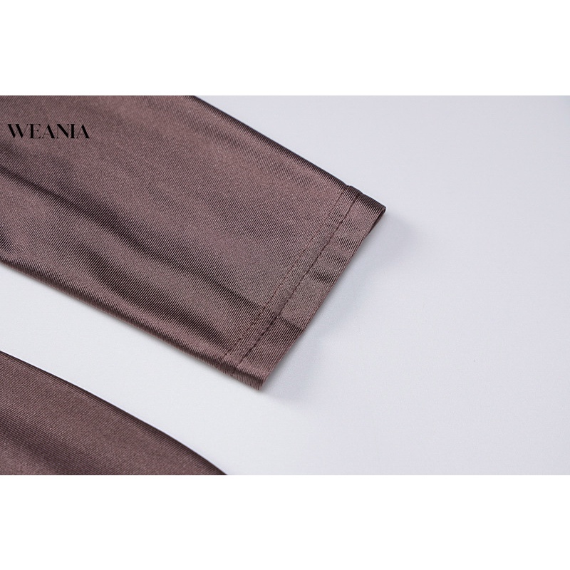 Đầm tay dài WEANIA cổ tròn dáng ôm phong cách thời trang đường phố