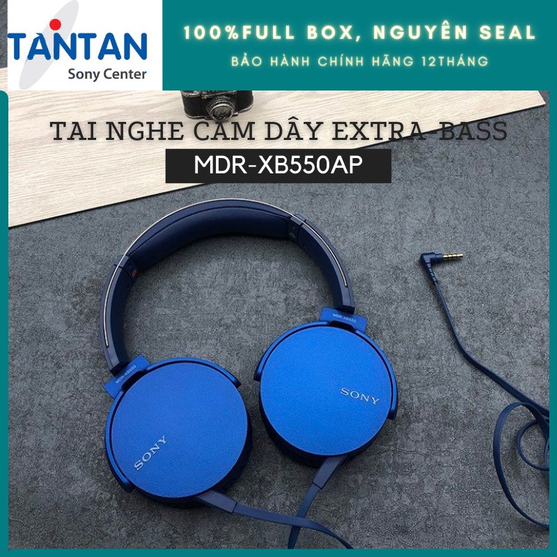 Tai nghe CẮM DÂY EXTRA-BASS Sony MDR-XB550AP | Dynamic rộng 30mm - Đệm tai êm, giúp thoải mái - Microphone - 180g