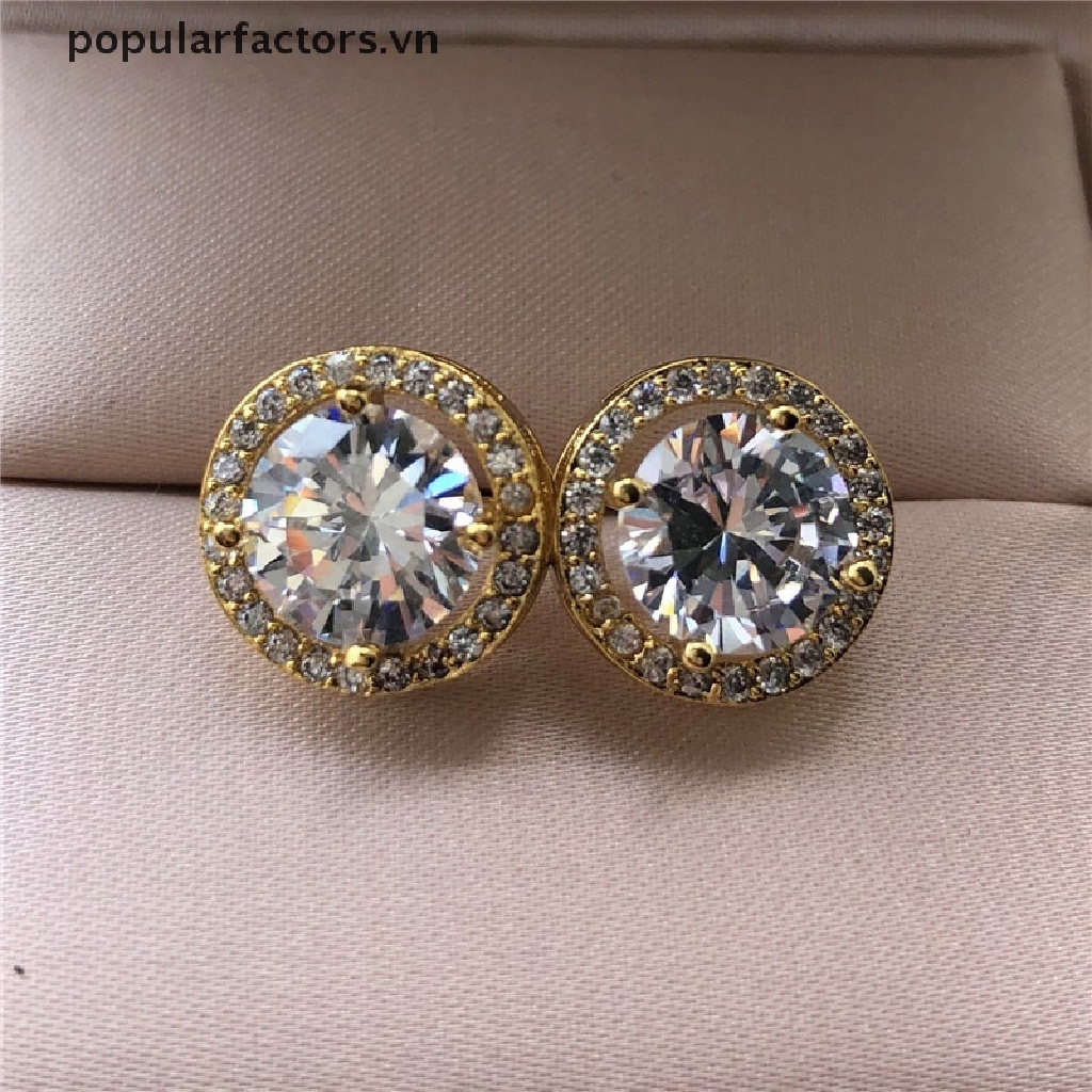 Bông Tai Tròn Đính Đá Zircon Phong Cách Vintage Dành Cho Nữ