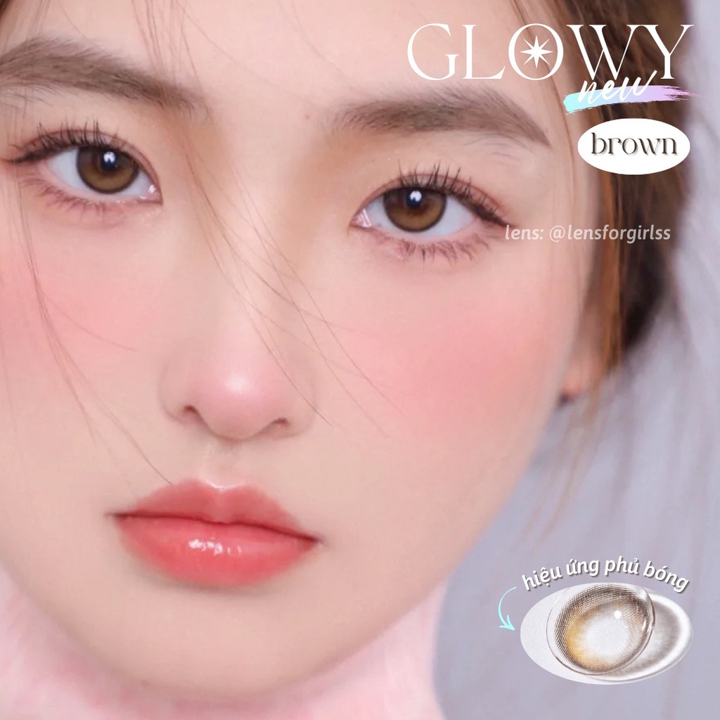 Kính áp tròng 1 NGÀY hiệu ứng phủ bóng GLOWY BROWN chính hãng Olens | Lens cận 1 ngày