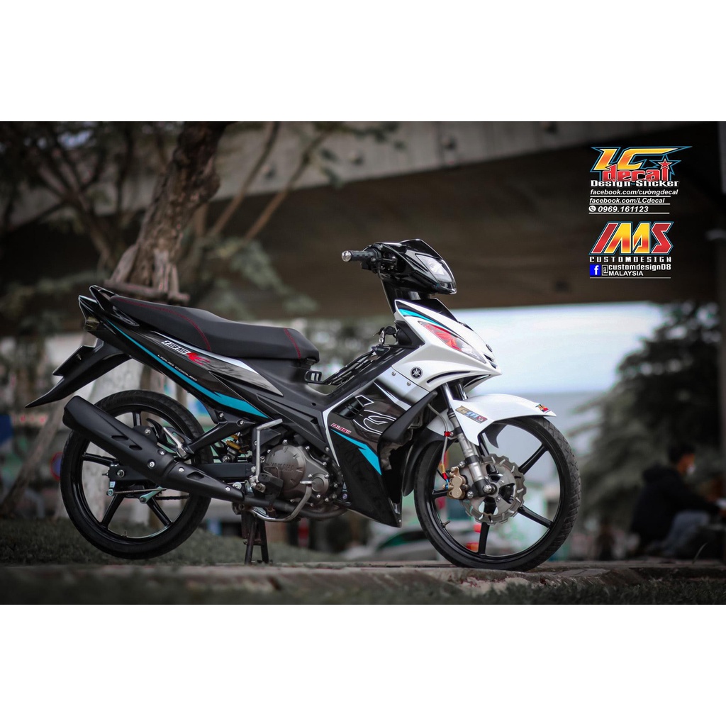 [FreeShip] [Ảnh thật] Tem Decal Rời mẫu Lc 135 xanh ngọc cho Exciter trắng đen - không bay màu - chuẩn form xe