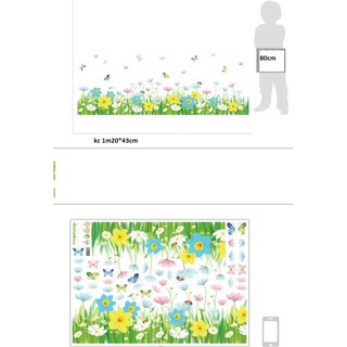decal dán tường hàng rào hoa