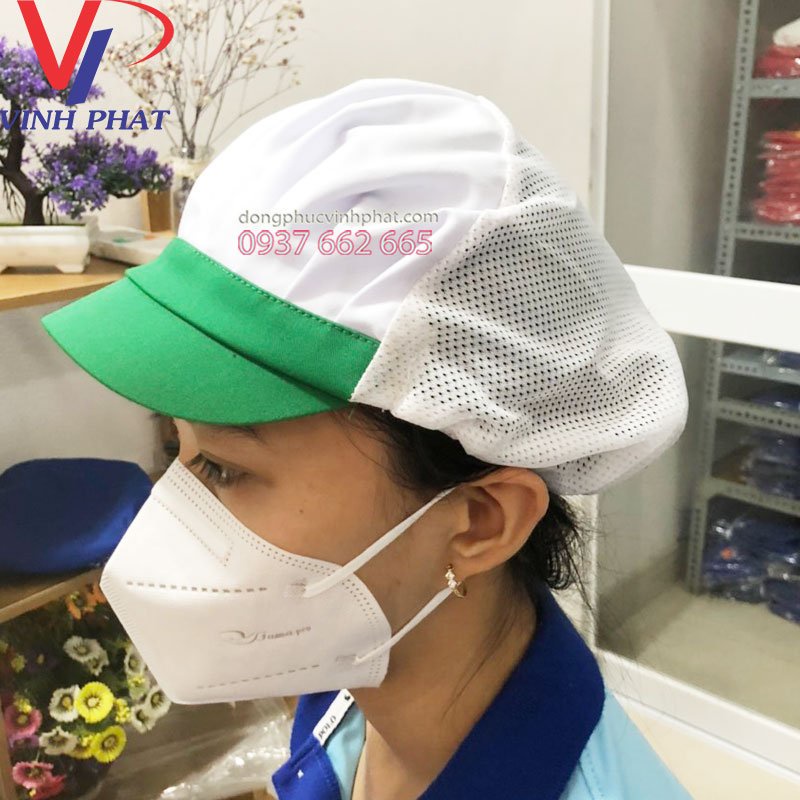 Nón Vải Lưới Đủ Màu Sắc Trùm Tóc Công Nhân Sản Xuất Thực Phẩm, Thuỷ Sản   - Hình thật, có sẵn.