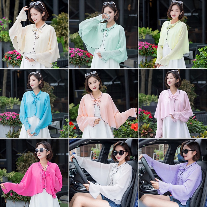 Áo Choàng Chiffon Chống Nắng/Tia UV Thoáng Khí Thời Trang Mùa Hè