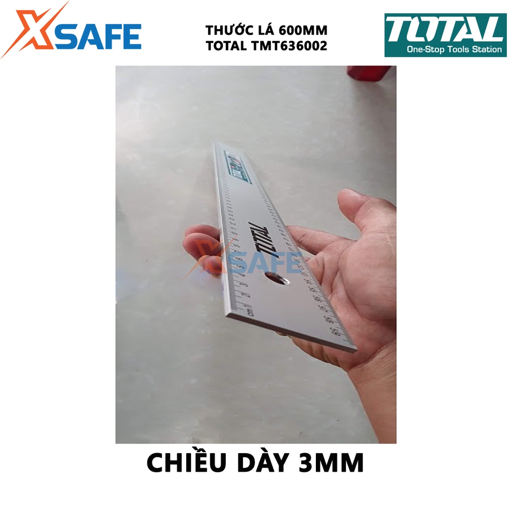 Thước đo TOTAL TMT636002 Thước lá dài 60cm, rộng 5cm, chất liệu nhôm anodized chịu nhiệt, chịu lực tốt, chống gỉ sét