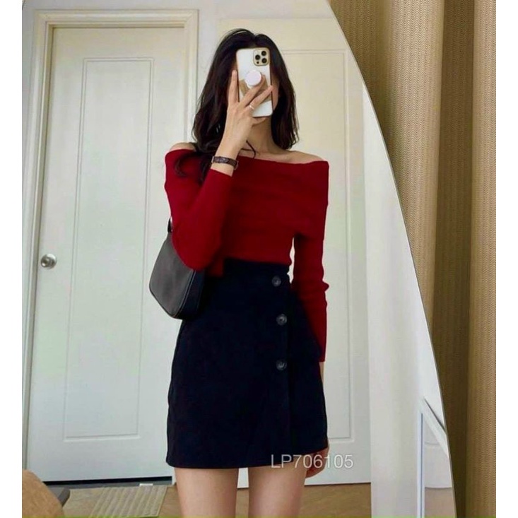 Áo Trễ Vai Nữ Dài Tay Thun Gân