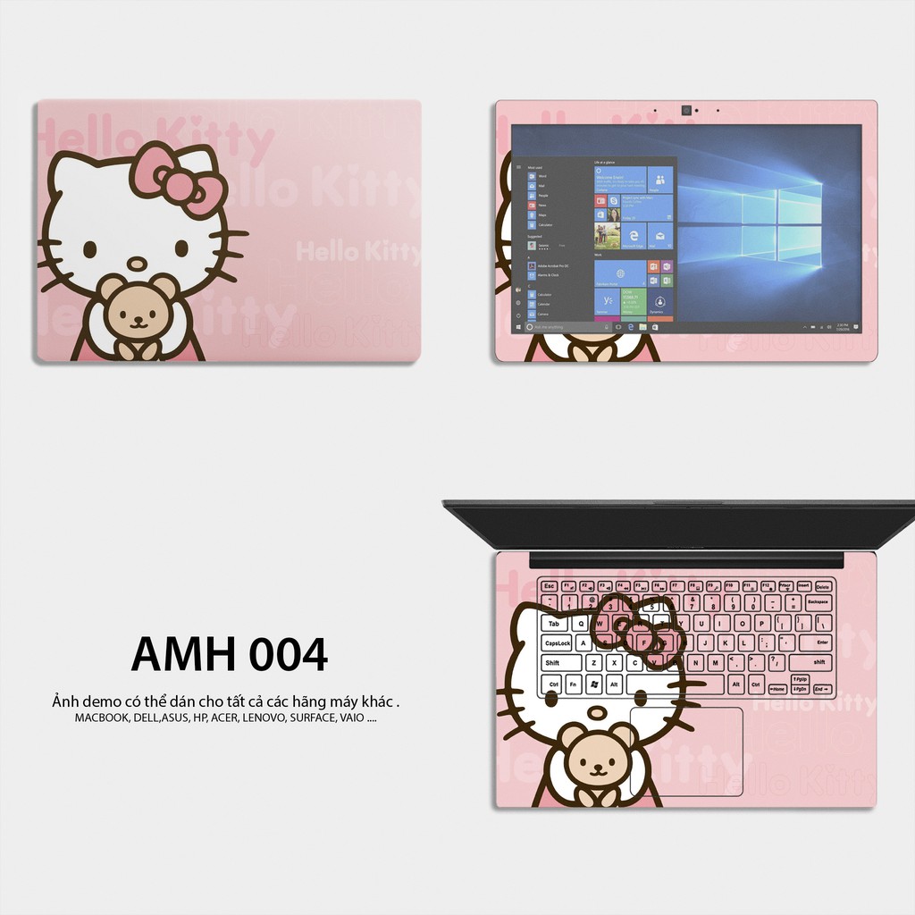 Bộ skin dán laptop mẫu HELLO KITTY / Có mẫu decal dán cho tất cả các hãng máy tính