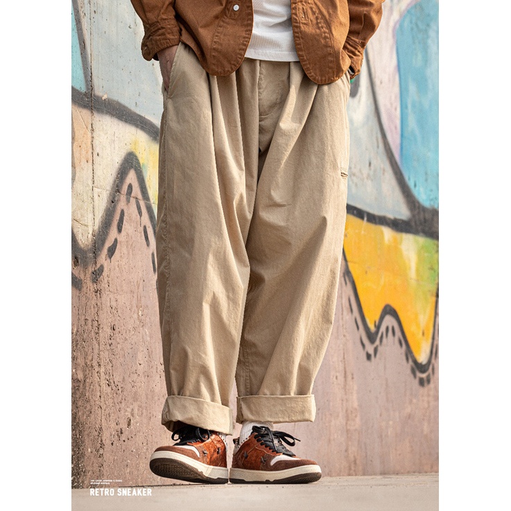 Giày thể thao Maden khâu da lộn cổ thấp dễ phối mùa đông 2021 retro cho nam