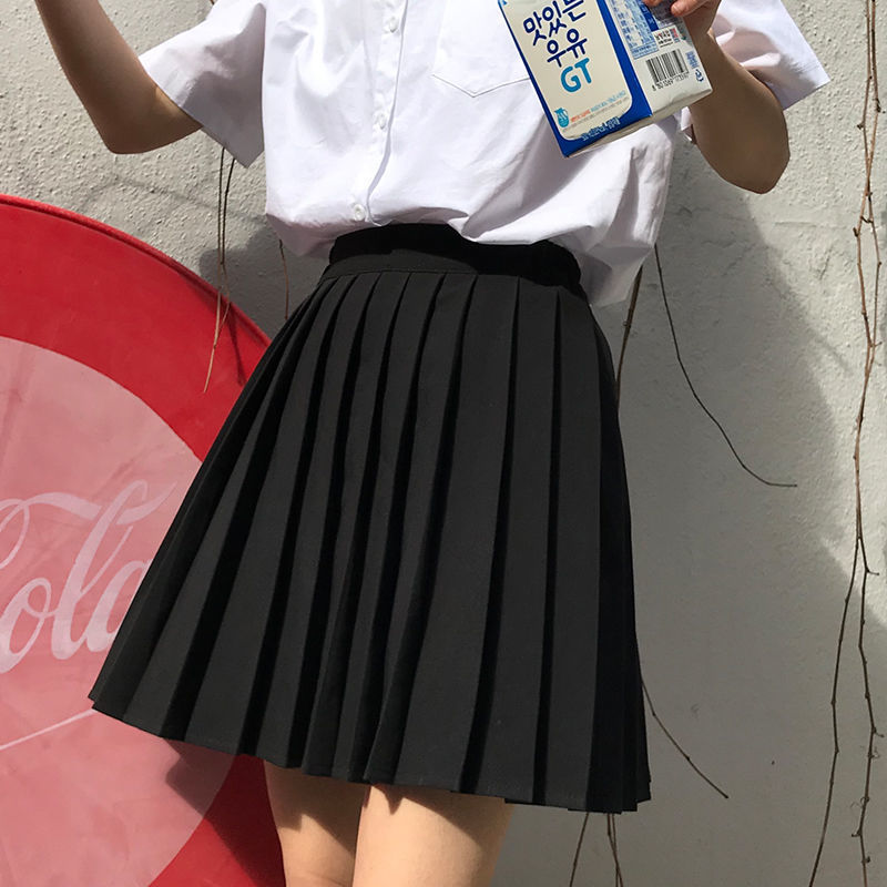 Chân Váy Xếp Ly JK Plain Uniforms Pleated Skirts Korean High Waist Pleated Skirt Slim