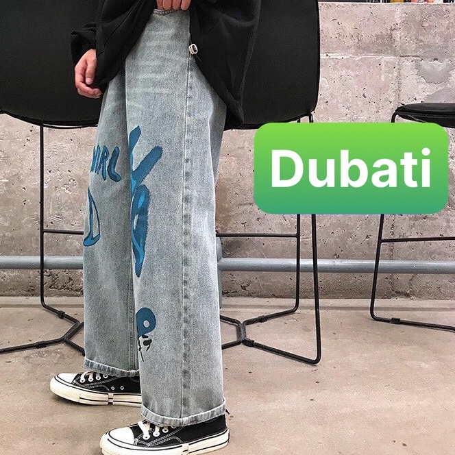 QUẦN BAGGY NAM, QUẦN JEAN NAM IN CHỮ KIỂU MỚI HOT TREND 2021- DB 43- DUBATI FASHION