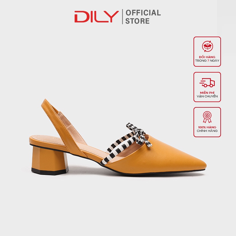 Giày Cao Gót DILY Phối Dây Thời Trang Gót Vuông Cao 3cm_AA0217