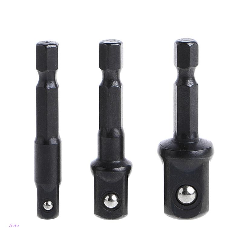 Set 3 đầu nối mũi khoan lục giác 1/4 3/8 1/2 Inch