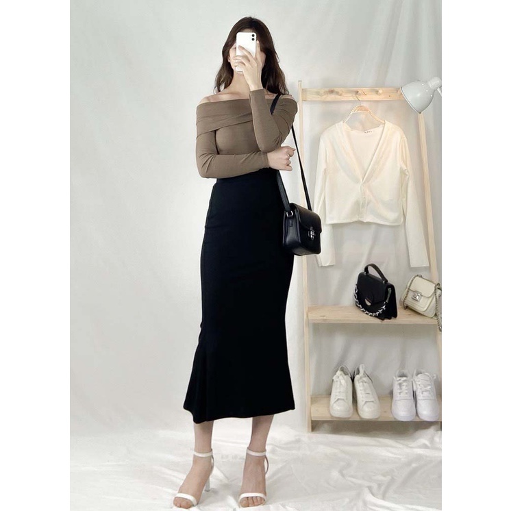 Chân váy đuôi cá dáng dài ôm body màu đen có bigsize chất cotton loại 1 co giãn 4 chiều siêu hách dáng CV31