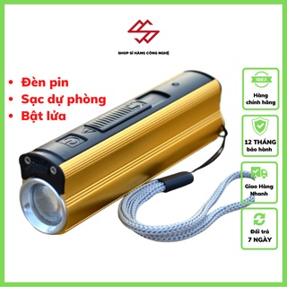 Sạc dự phòng kiêm bật lưa đèn pin siêu sáng chiếu xa ( 3 trong 1 )