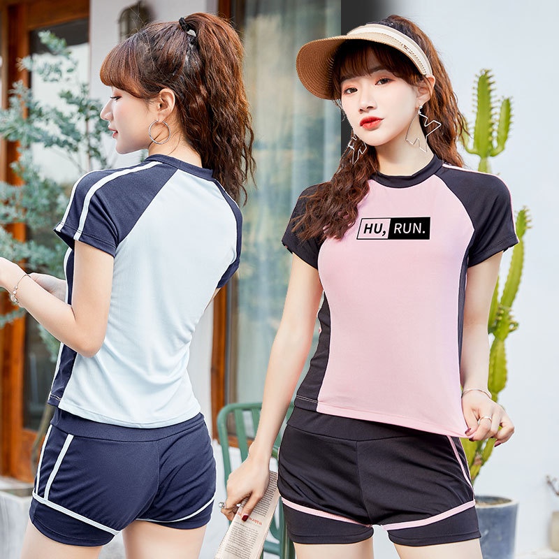 Bộ Đồ Bơi Thể Thao Ngắn Tay Thời Trang Năng Động Cho Nữ