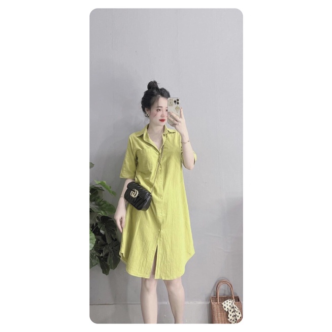 Đầm bigsize, đầm bầu công sở xanh bơ hot trend đuôi tôm