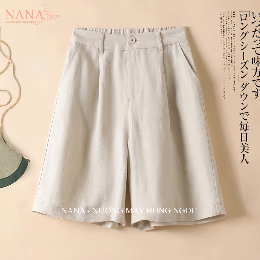 Quần đùi đũi nữ ống rộng lưng thun chun mặc ở nhà - Quần short nữ ống rộng cạp cao khóa thật vải đũi xước mềm đi biển | BigBuy360 - bigbuy360.vn