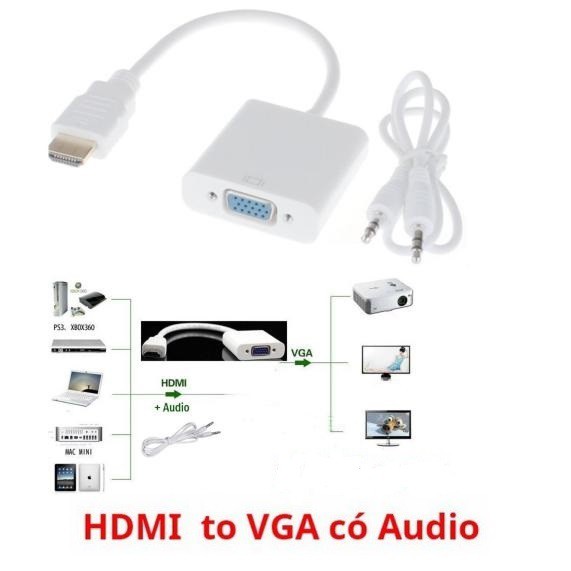 Cable chuyển Hdmi-->Vga có ngõ audio loại tốt