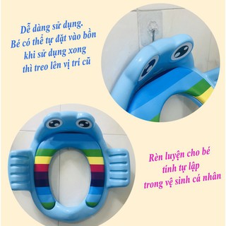 BỆ LÓT THU NHỎ BỒN CẦU HÌNH ẾCH CÓ TAY VỊN CHO BÉ, BỆ TOILET, KỆ BỒN CẦU VỆ SINH CHO BÉ shop huyên anh