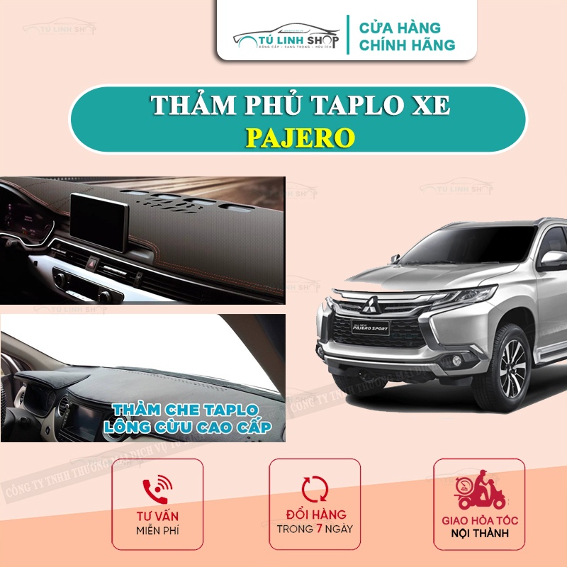 Thảm taplo PAJERO SPORT bằng lông Cừu 3 lớp hoặc Da Cacbon