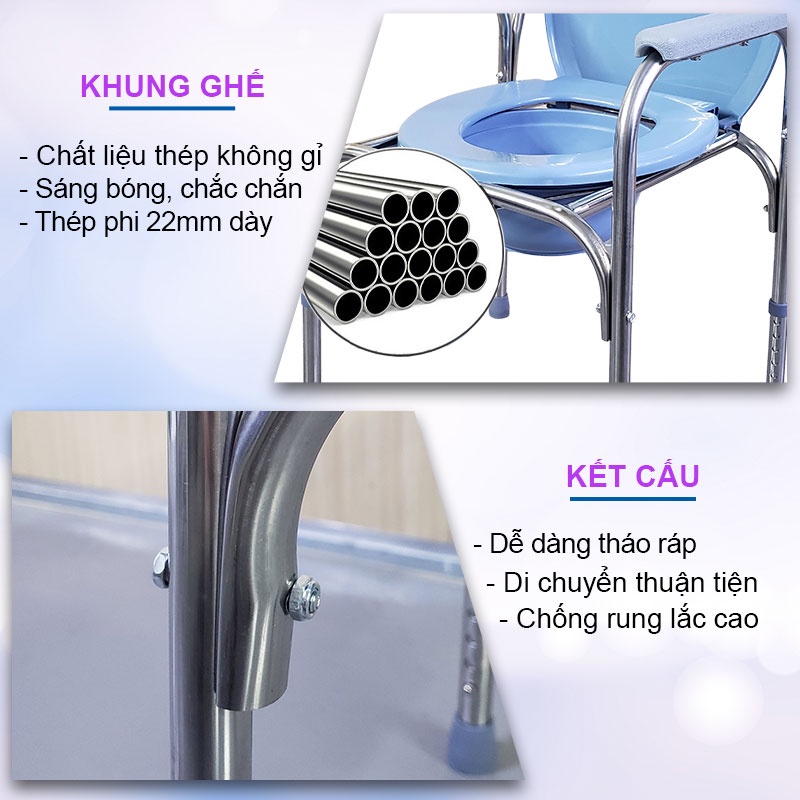 Ghế bô cho người già, bô vệ sinh cho bé, 2022 - Chính  hãng NIKITA - Mẫu tải trọng 120kg - Có thể Tăng giảm chiều cao