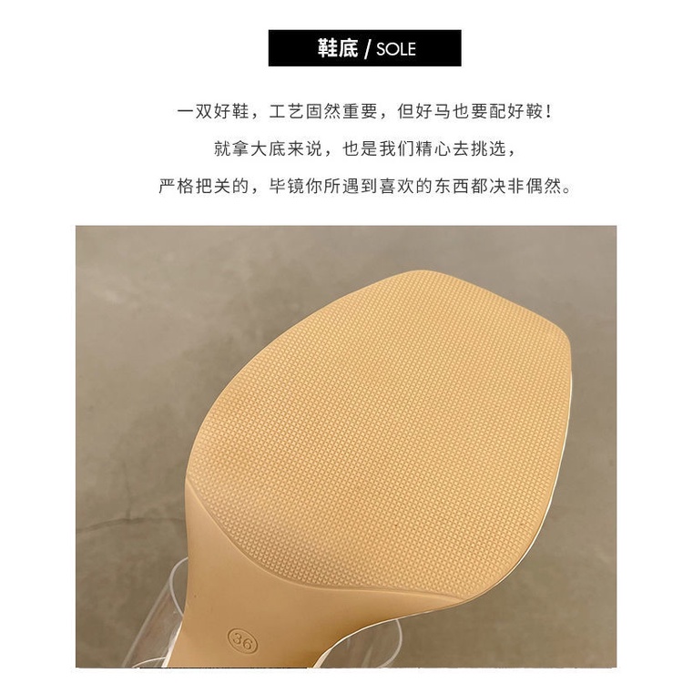 Dép Cao Gót Quai Ngang Trong Suốt Đế Dày Thời Trang Mùa Hè 2022 Cho Nữ