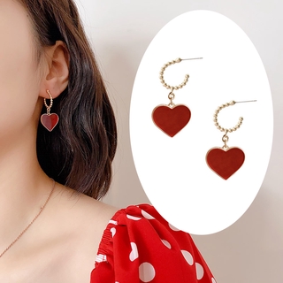 Korean style red love fashion earrings