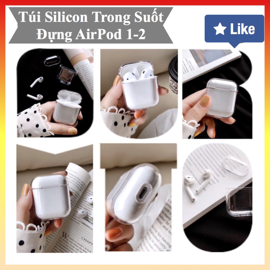 Bao silicon bảo vệ Airpods, Airpods 2, airpod pro Trong Suốt