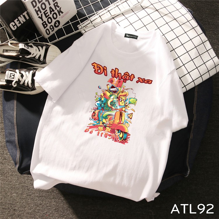 thêm size size đại S đến 6XL form to ATL92 Có size 6XL Áo thun unisex tay lỡ hình đi thật xa để trở 