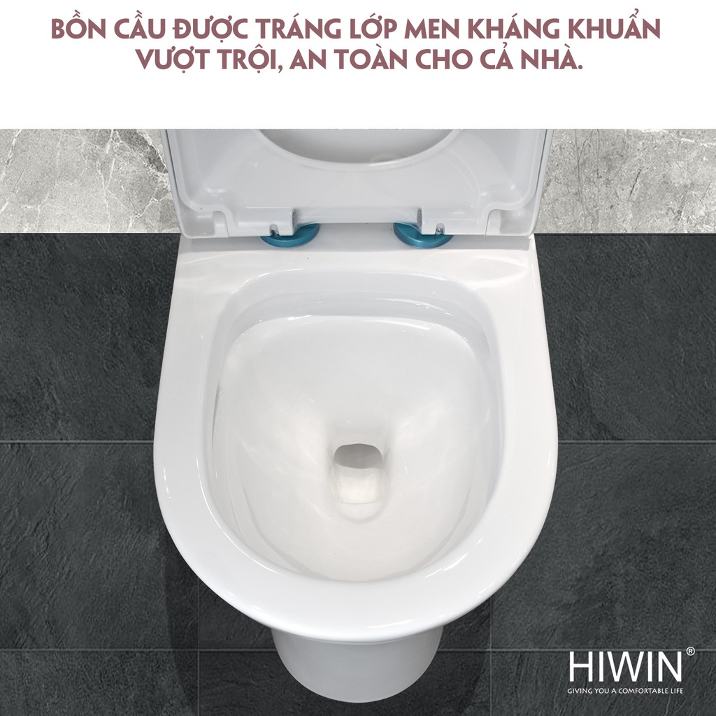 Bồn cầu sứ nguyên khối tráng men chống bám bẩn cao cấp HIWIN MT-2012