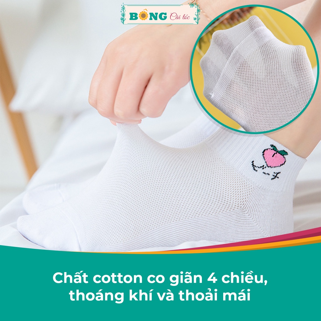 Tất nam nữ cổ ngắn họa tiết trái cây thời trang phong cách Hàn Quốc TC10 - Vớ BÔNG Cài Tóc