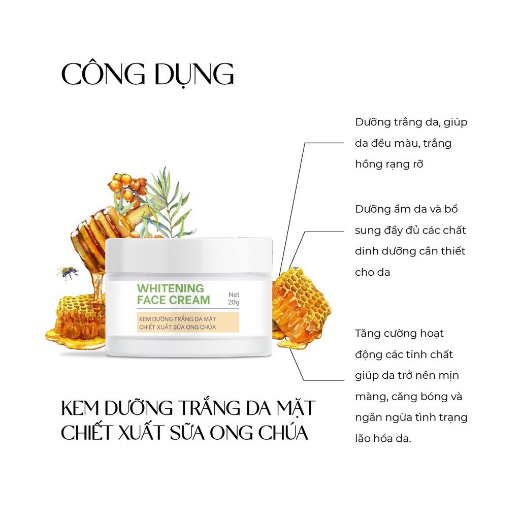 Kem Dưỡng Trắng Da Mặt Chiết Xuất Sữa Ong Chúa - Truesky Whitening Face Cream 20g