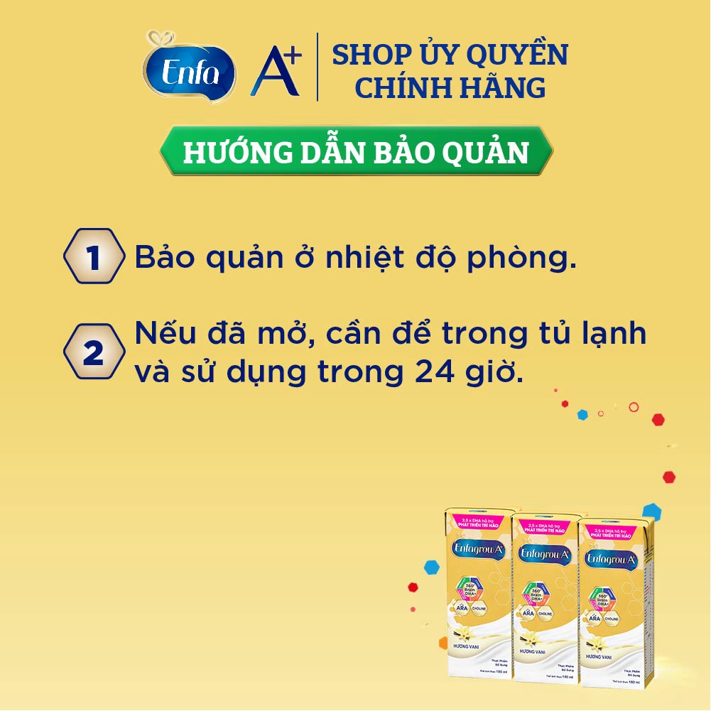 1 Thùng 24 hộp Sữa bột pha sẵn (Sữa nước) Enfagrow A+ 360° Brain DHA+ cho trẻ trên 2 tuổi- Hương vị Vanilla -Hộp 180ml