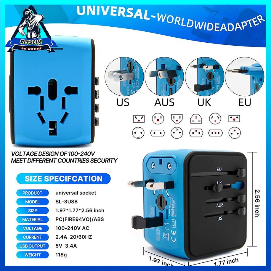 Bộ chuyển đổi 4USB 4 phích cắm cho hầu hết các quốc gia Đầu ra 5V Bộ sạc du lịch Bộ chuyển đổi phích cắm [8/11]