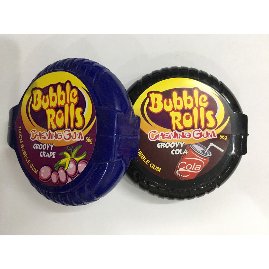 Combo 2 Kẹo Cao Su Hubba Bubba bubble rolls chewing gum vị CoLa & Nho dài 180cm