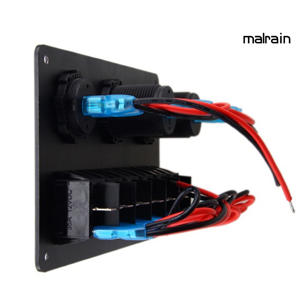 Bảng Công Tắc Điều Khiển Hiển Thị Điện Áp 12-24V 6 Gang Cho Tàu Thuyền/Xe Hơi
