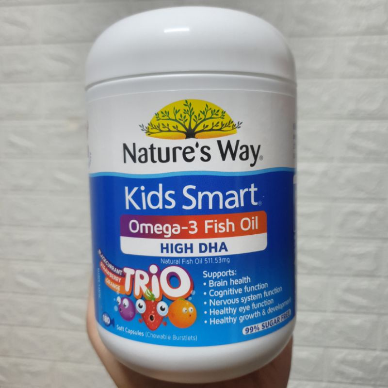 Natures Way Kids Smart Omega-3 Fish Oil.Bổ Sung DHA,EPA Phát Triển Trí Não,Mắt.Lọ 180v