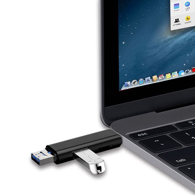 Đầu đọc thẻ nhớ 5 trong 1 OTG USB 3.0 loại C / USB / Micro USB SD TF tiện dụng