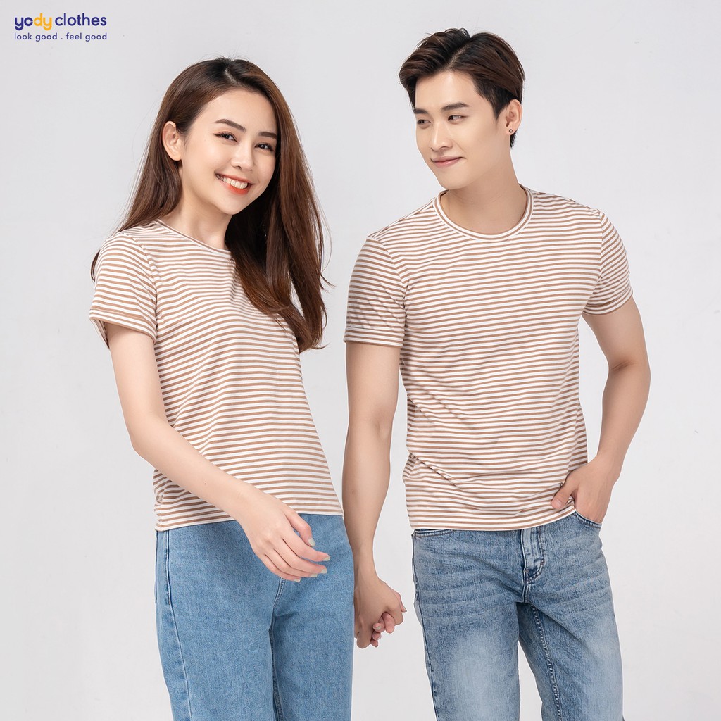 Áo thun nữ YODY kẻ sọc tay ngắn chất cotton thoáng mát PPN4260 | BigBuy360 - bigbuy360.vn